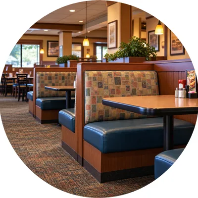 Restaurant booth for commercial upholstery cleaning