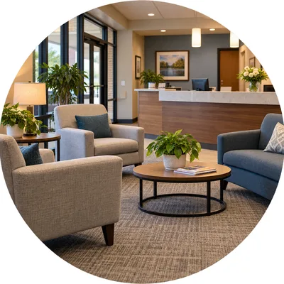 Lobby seating for commercial upholstery cleaning